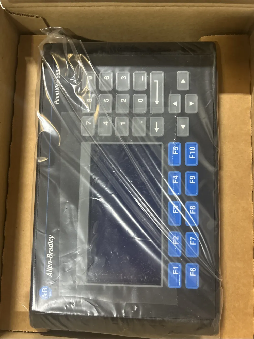 Allen-Bradley PanelView 550 operator terminal with keypad, sealed in its original packaging