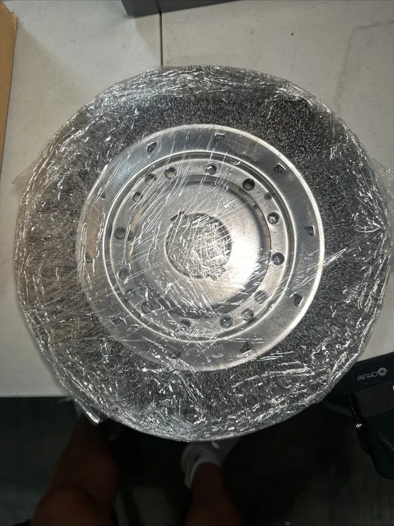 Osborn Osbornmatic wire wheel brush, wrapped and boxed, showing the mounting flange